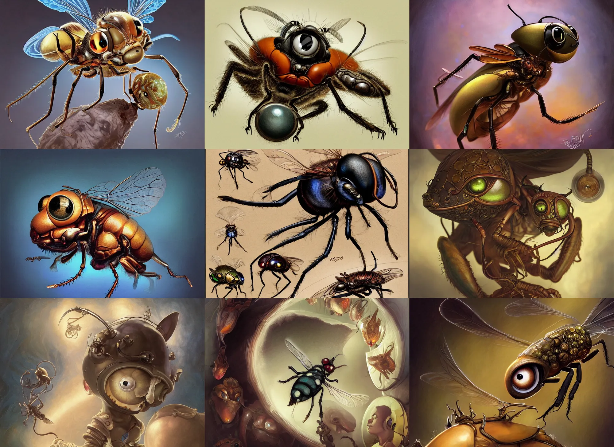 Image similar to an anthropomorphic fly with big eyes wearing a lab coat, diffuse lighting, fantasy, intricate, elegant, highly detailed, lifelike, photorealistic, digital painting, artstation, illustration, concept art, smooth, sharp focus, art by frank frazetta and marco bucci and loish and rossdraws and artgerm and alphonse mucha