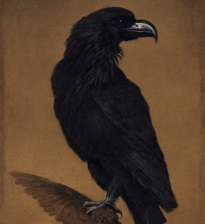 Image similar to a breathtakingly stunningly beautifully highly detailed portrait of a majestic raven, by sidney cooper and rosetti and turner, 4 k