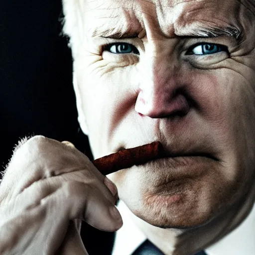 Prompt: closeup of joe biden chewing tabacco, award winning photography, portrait