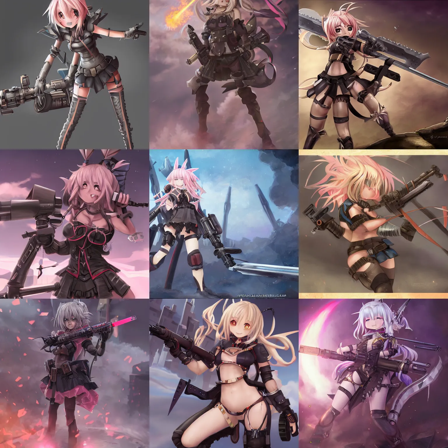 Prompt: astolfo with a minigun, fantasy art, 8 k, sfw