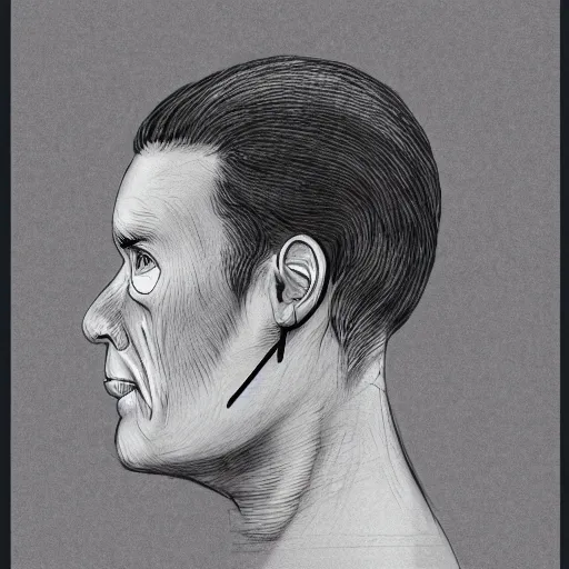 Image similar to medical drawing of a man with a strange condition on his face