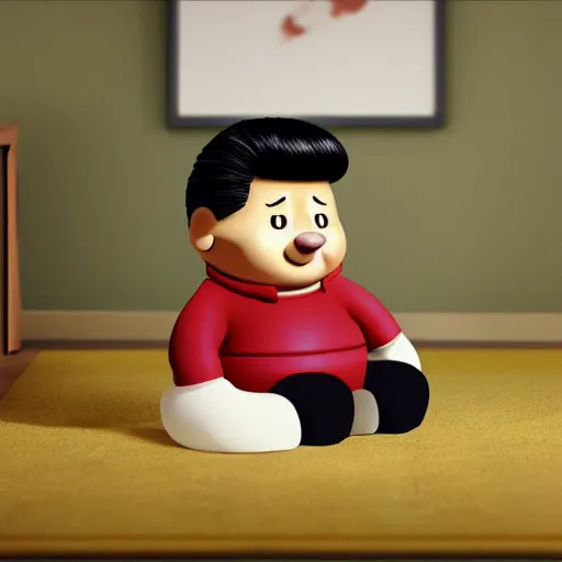 Image similar to little mr xi jinping farting by roger hargreaves and jim henson. rust, octane render, unreal engine