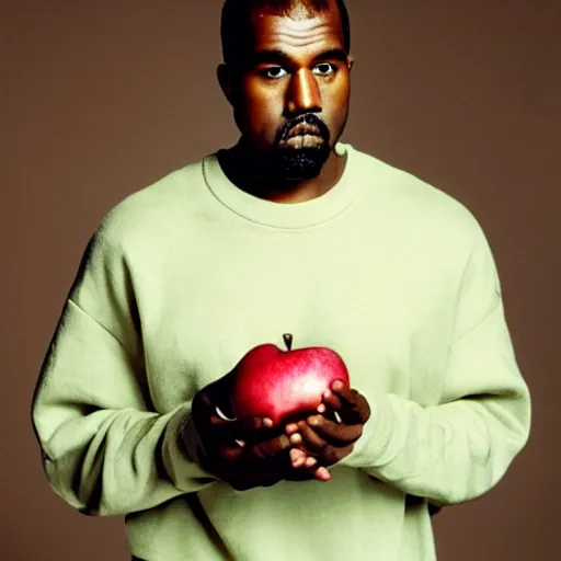 Prompt: Kanye West holding a apple for a 1990s sitcom tv show, Studio Photograph, portrait C 12.0