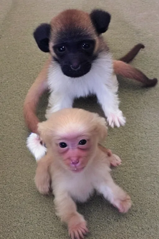 Image similar to a cross between puppy, monkey and baby