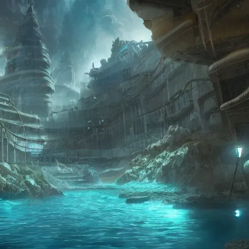 Prompt: photorealistic fantasy concept art of an underwater city, advanced further beyond human civilization, dynamic lighting, cinematic, ray tracing, 8k, ultra detailed