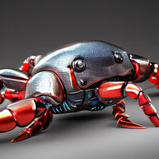 Prompt: an extremely high quality 8 k 3 d render of a metallic cyberpunk neon crayfish with polished, highly reflective, highly detailed, clean, sharp, crisp clean shapes, cast glass, brushed metal, symmetry, mercury, chrome, obsidian, highly detailed, high detail, very aesthetically pleasing