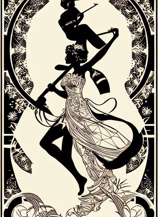 Image similar to silhouette of camaron de la isla, vector art style, full shot, intricate, elegant, highly detailed, digital art, ffffound, art by jc leyendecker and sachin teng