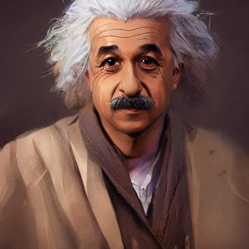 Prompt: a portrait of a Kurdish Albert Einstein in Kurdish clothes by Greg Rutkowski, digital art, horror, chiaroscuro, trending on artstation, anime arts, featured on Pixiv, HD, 8K, highly detailed, good lighting, beautiful, epic, masterpiece