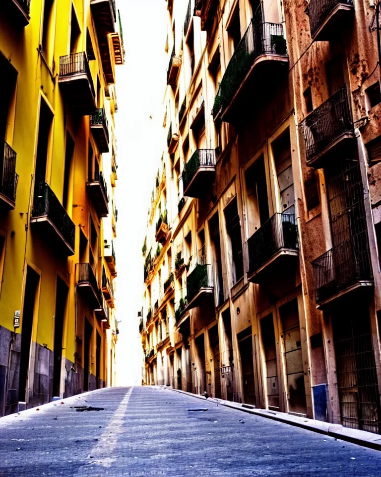 Prompt: abandoned streets of Barcelona