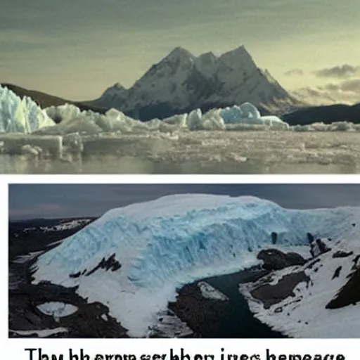 Image similar to meme about the glaciers retreating when the ice age was ending