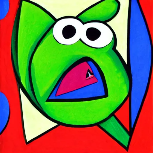 Image similar to kermit the frog as a cubist painting