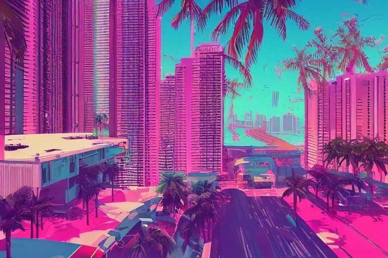 new gta vice city, vaporwave, Stable Diffusion