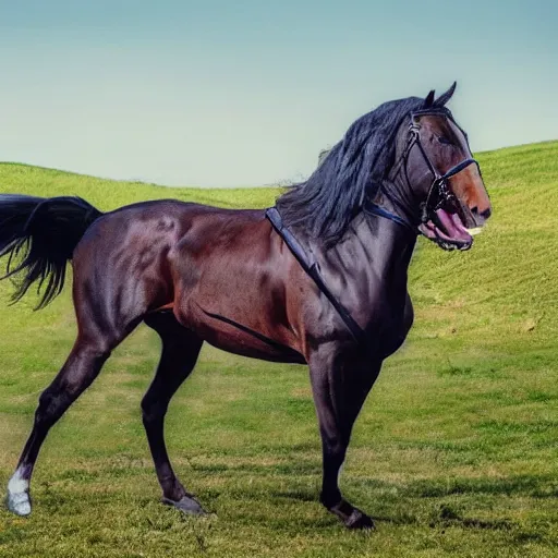 Prompt: scientific experiment in which a man gets turned into a horse, 4k, 8k,