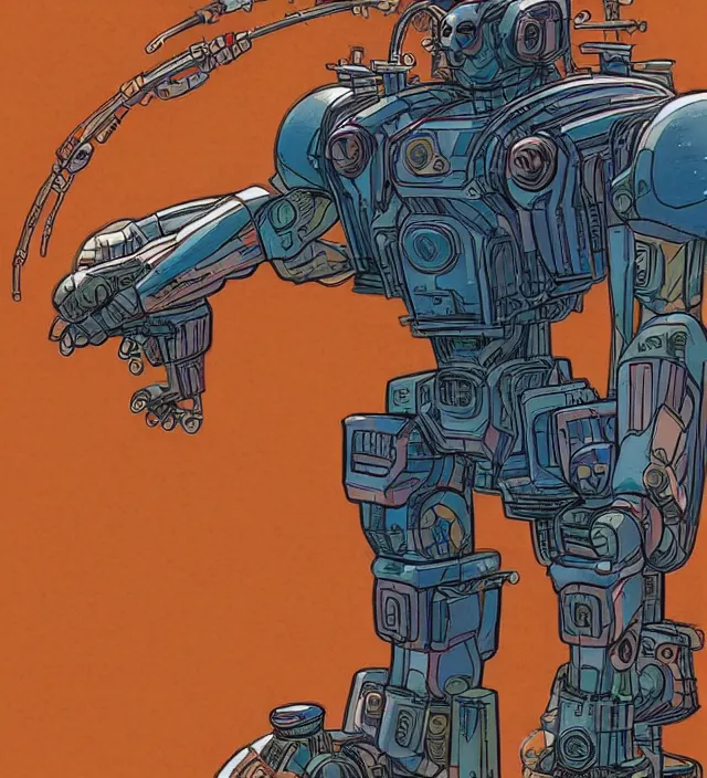 Image similar to a character portrait of atompunk / decopunk mecha in the style of jean giraud in the style of moebius trending on artstation deviantart pinterest detailed realistic hd 8 k high resolution