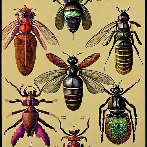 Image similar to strange alien insects, by ernst haeckel and by walton ford