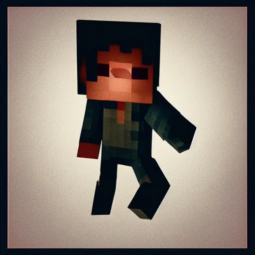 Prompt: Steve from Minecraft, Steve is falling into the dark eldritch void, chiaroscuro, dramatic lighting