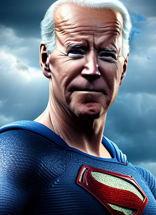 Prompt: Joe Biden cast as Superman, still from Man of Steel movie, hyperrealistic, 8k, Octane Render,