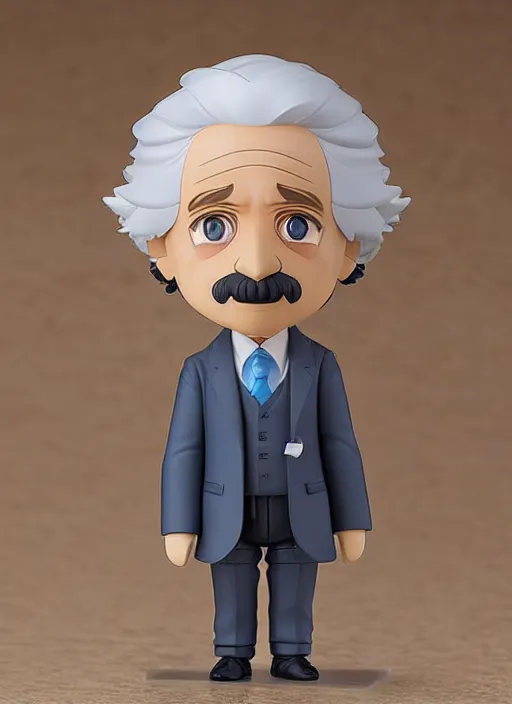 Image similar to albert einstein, an nendoroid of albert einstein figurine, realistic face, detailed product photo