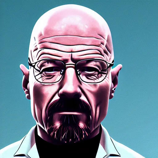 Image similar to walter white from breaking bad synth wave, cyberpunk, 4 k, hyper realistic