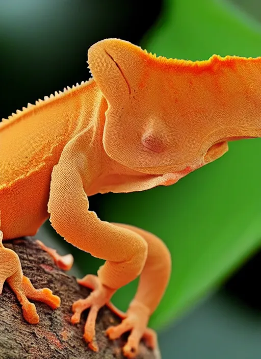 Prompt: a beautiful crested gecko