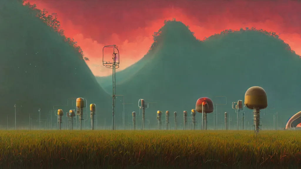 Image similar to Nuclear Nature harmony; by Oswaldo Moncayo; by Simon Stålenhag, oil on canvas; Art Direction by James Cameron; Location: Quito Ecuador 4K, 8K; Ultra-Realistic Depth Shading