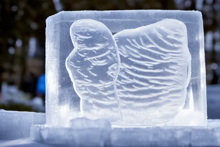 Image similar to a clear ice sculpture of a burger made entirely of ice, 4 k