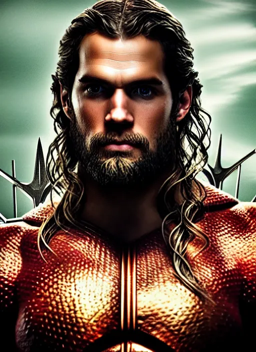 Image similar to An epic fantasy comic book style portrait painting of Henry Cavill as Aquaman, Unreal 5, DAZ, hyperrealistic, octane render, cosplay, RPG portrait, dynamic lighting