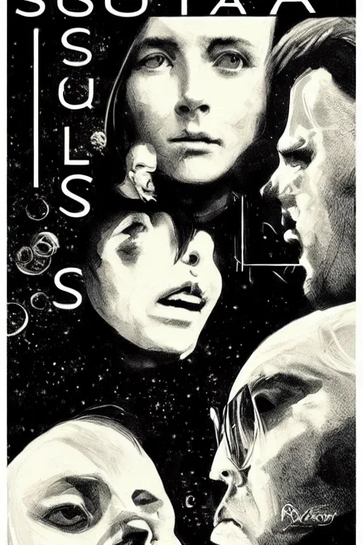 Prompt: a beautiful film poster for solaris, by wiktor sadowski