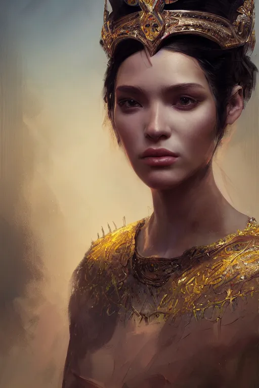 Image similar to trojan princess, gorgeous, close-up portrait, intricate, elegant, volumetric lighting, scenery, digital painting, highly detailed, artstation, sharp focus, illustration, concept art, ruan jia, steve mccurry