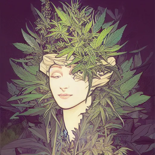 Image similar to a cannabis plant, bio vegetal concept art, by Peter Mohrbacher and Alphonse Mucha, chess, amazonia, detailed, style, 8k, trending on artstation, unreal engine 4k, detailed, clean background trending, full shot, symmetrical portrait, sophisticated, Unreal engine, dystopia, anti-utopia, post processing, psychadelic