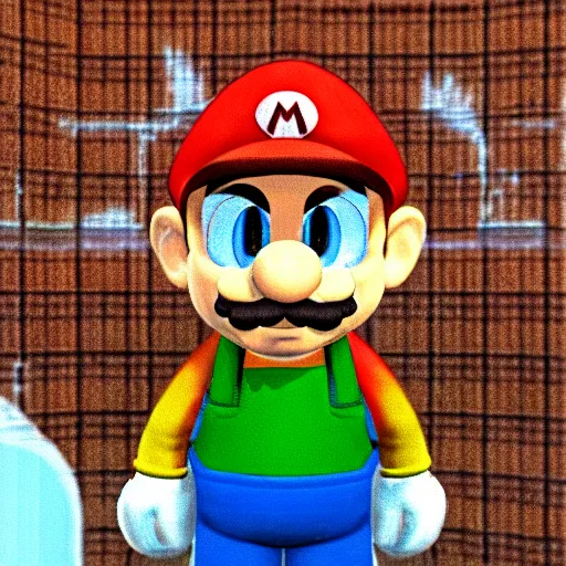 Prompt: walter white in super mario 6 4