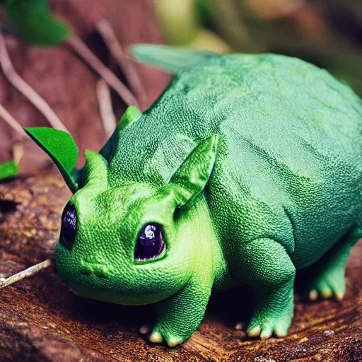 Prompt: real life bulbasaur professional photography, national geographic