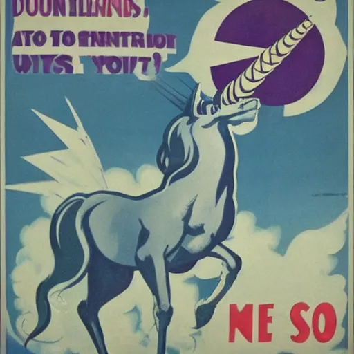 Image similar to anti-unicorn propaganda posters, WW2, axis