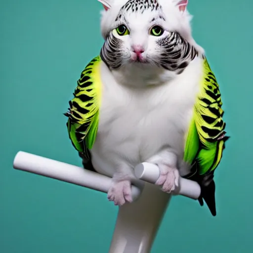 Image similar to a budgerigar - cat - hybrid, animal photography