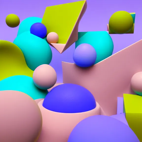 Image similar to A 3d render of several pastel colored liquid viscuous objects are melting together as a clay in a geometric shape with detailed shadow. Geometric shaped. render, low angle camera, detailed shading, vray octane, redshift. ray tracing. volumetric lighting. micro details, Hyper detailed, 8K3d, Trending on Artstation. rendered in cinema4d, Hyper realism.