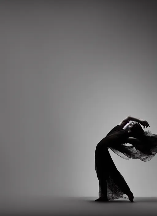 Prompt: a Photorealistic dramatic hyperrealistic render of a glamorous beautiful Female smoke dancer with perfect human form by Ken Brower and Deborah Ory of NYC Dance project,Lois Greenfield,Flowing cloth and smoke,Beautiful dynamic dramatic dark moody lighting,volumetric,shadows,cinematic atmosphere,Octane render,8K