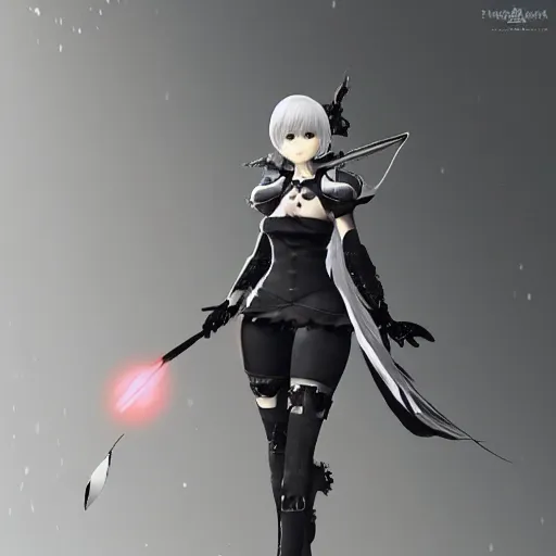 Prompt: final fantasy xiv y'shtola in nier automata 2b's outfit