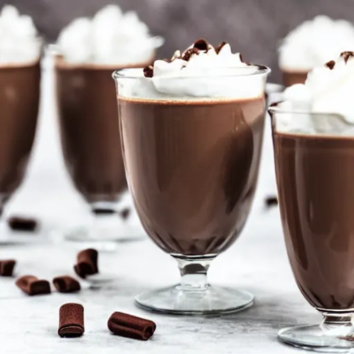 Prompt: hot chocolate with cream in a glass, straight on angle, 4 k,