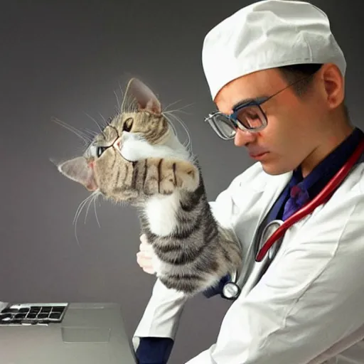 Image similar to a cat working as doctor