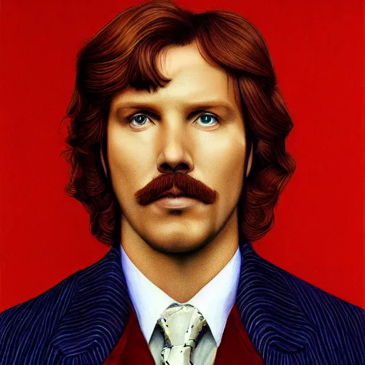 Image similar to Pre-Raphaelite portrait of American Actor Ron-Burgundy Artgerm