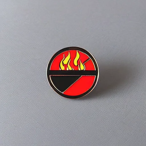 Image similar to retro minimalistic clean fire warning enamel pin