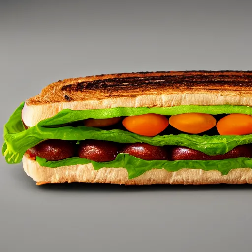 Prompt: a caterpillar sandwich, high resolution food photography, studio lighting