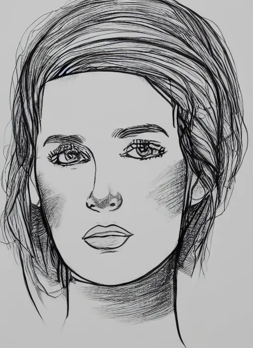 Prompt: single continuous line art drawing of a woman's portrait