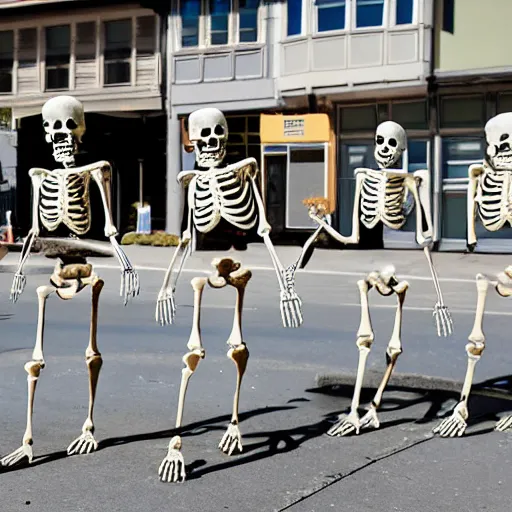 Prompt: skeletons walking around in san franciso city, ultrarealistic