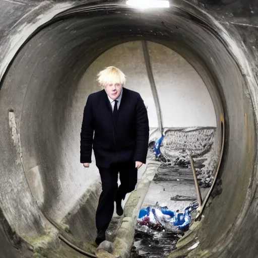 Image similar to photo of boris johnson lost in the sewers