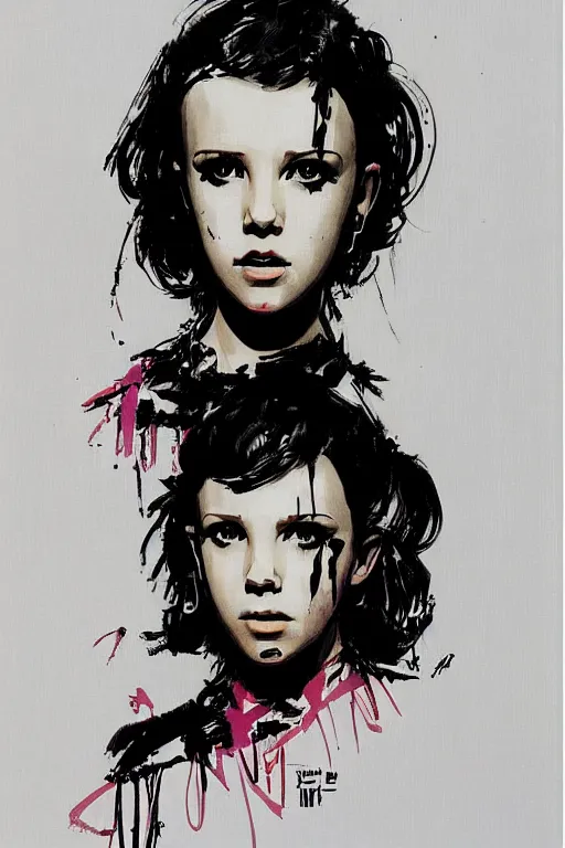 Image similar to Portrait of Millie Bobby Brown by Yoji Shinkawa