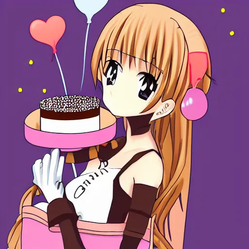 Image similar to anime girl with a chocolate cake