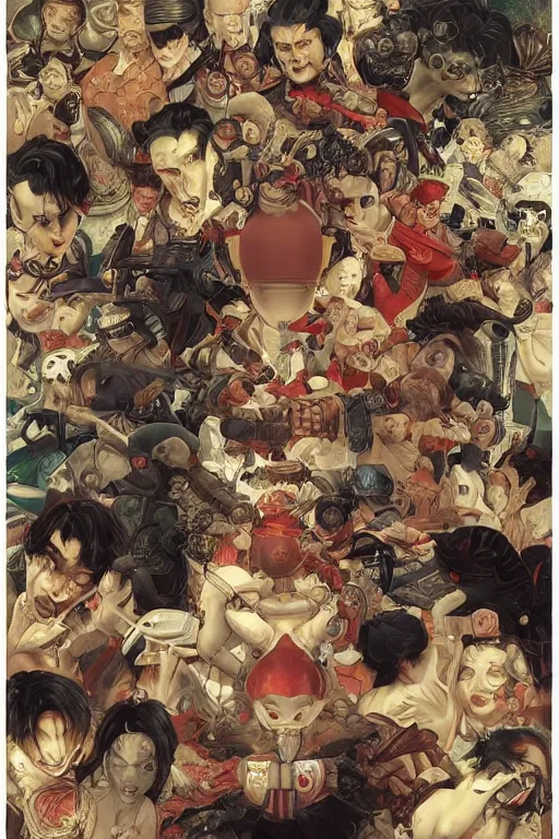 Image similar to 🔞🤡🤼, dynamic lighting, symmetrical dimension, rotary, x - y priority, detailed, by bambang nurdianshyah, garis edelweiss, roby dwi antono and ayami kojima, takato yamamoto, barclay shaw, karol bak, yukito kishiro, norman rockwell