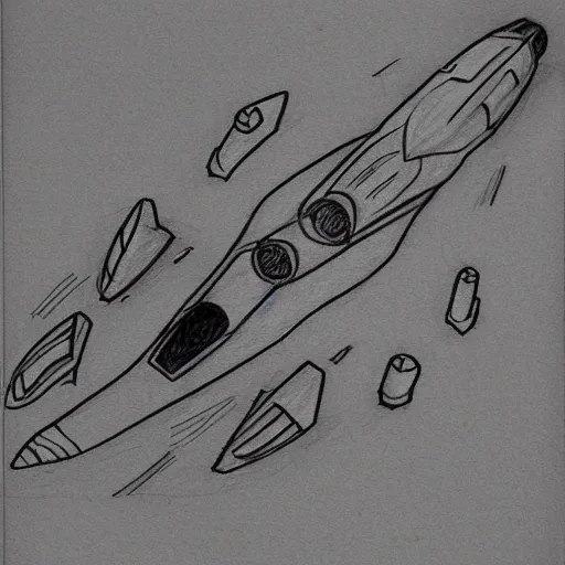 Image similar to pencil drawing of a spaceship on graphed paper, trending on deviantart, high resolution