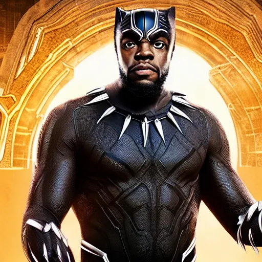 Prompt: william jackson harper as black panther. professional high budget studio portrait